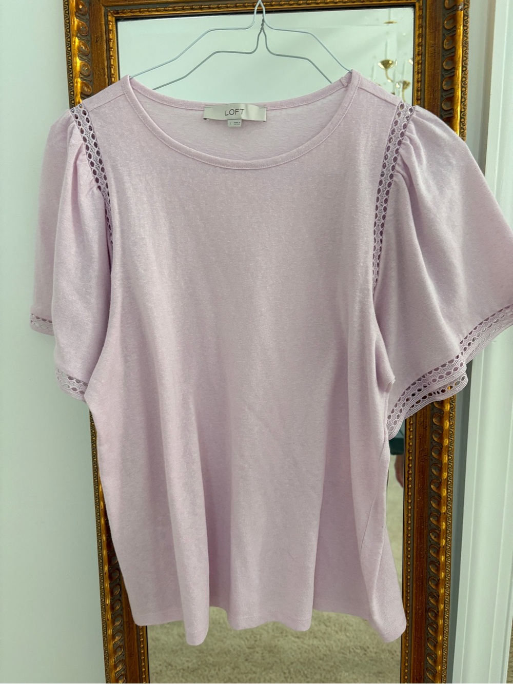LOFT Lavender Short Sleeve slub knit Top